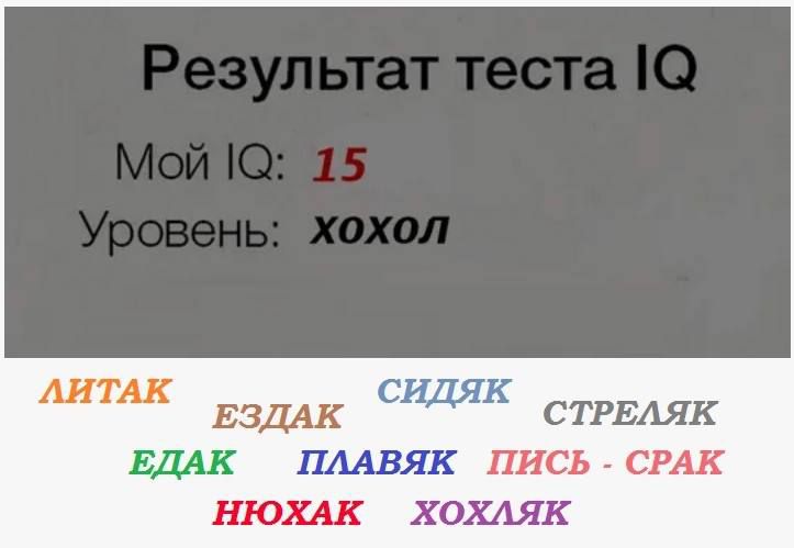 ЛИТАК ИДЯ вздак СНАЯК СТРЕЛЯК ЕДАК ПЛАВЯК ПИСЬ СРАК НЮХАК ХОХЛЯК