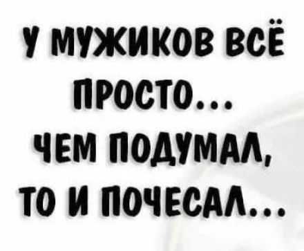 У МУЖИКОВ ВСЁ ПРОСТО ЧЕМ ПОДУМАЛ ТО И ПОЧЕСАЛ