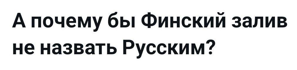 А почему бы Финский залив не назвать Русским