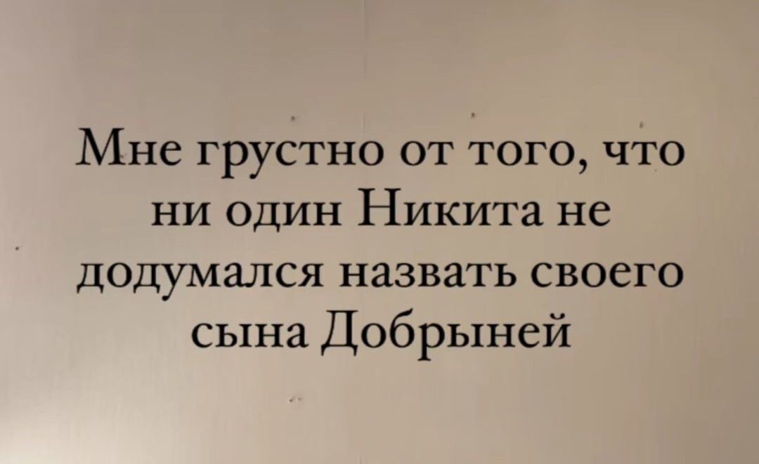 Мне грустно от того что ни один Никита не додумался назвать своего сына Добрыней