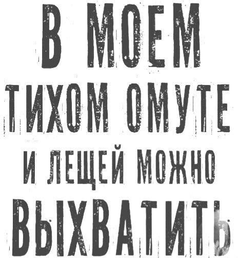 В МОЕМ ТИХОМ ОМУТЕ И ЛЕЩЕЙ МОЖНО ВЫХВАТИТЬ