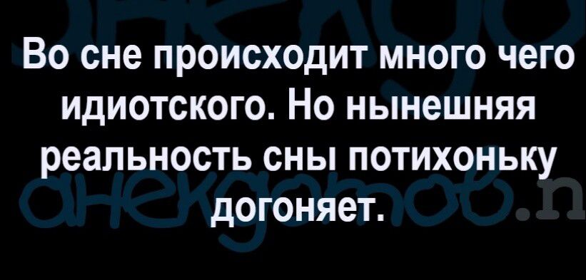 Во сне происходит много чего идиотского Но нынешняя реальность сны потихоньку догоняет