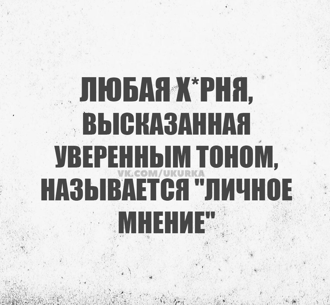 ЛЮБАЯ ХРНЯ ВЫСКАЗАННАЯ УВЕРЕННЫМ ТОНОМ НАЗЫВАЕТСЯ ЛИЧНОЕ МНЕНИЕ