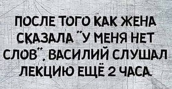 ПОСЛЕ ТОГО КАК ЖЕНА СКАЗАЛА У МЕНЯ НЕТ СЛОВ ВАСИЛИЙ СЛУШАЛ ЛЕКЦИЮ ЕЩЕ 2 ЧАСА