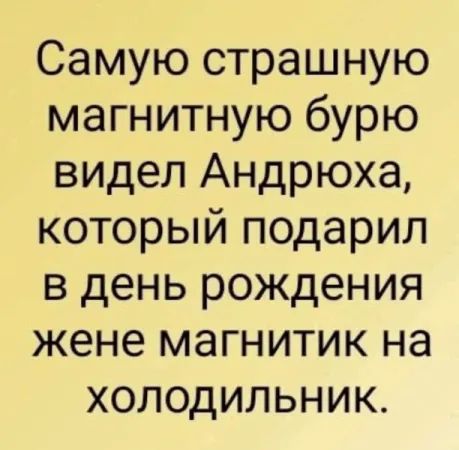 Самую страшную магнитную бурю видел Андрюха, который подарил в день рождения жене магнитик на холодильник.