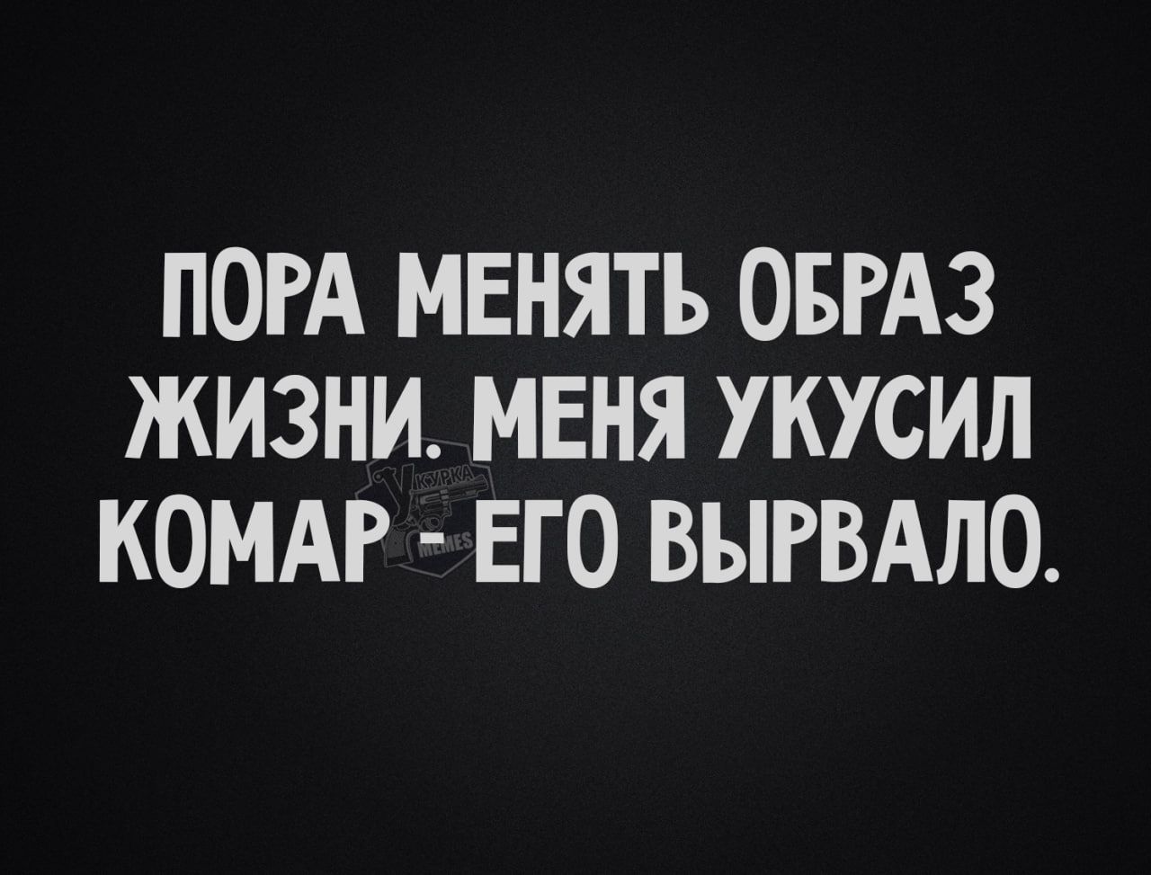Пора менять образ жизни. Меня укусил комар — его вырвало.