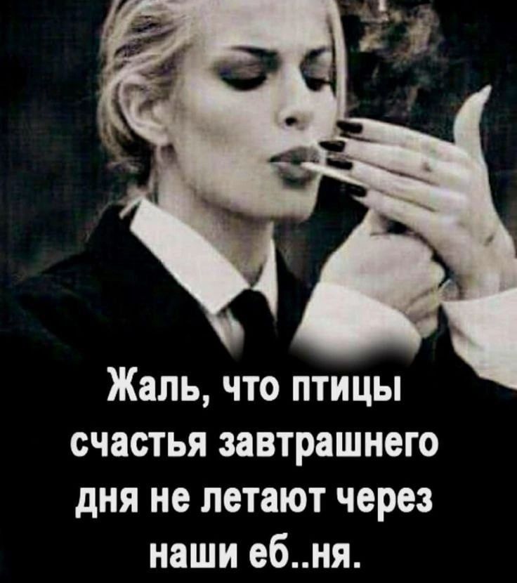 Жаль, что птицы счастья завтрашнего дня не летают через наши еб..ня.