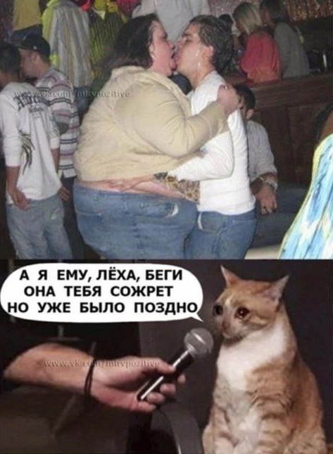А Я ЕМУ, ЛЁХА, БЕГИ ОНА ТЕБЯ СОЖРЁТ НО УЖЕ БЫЛО ПОЗДНО