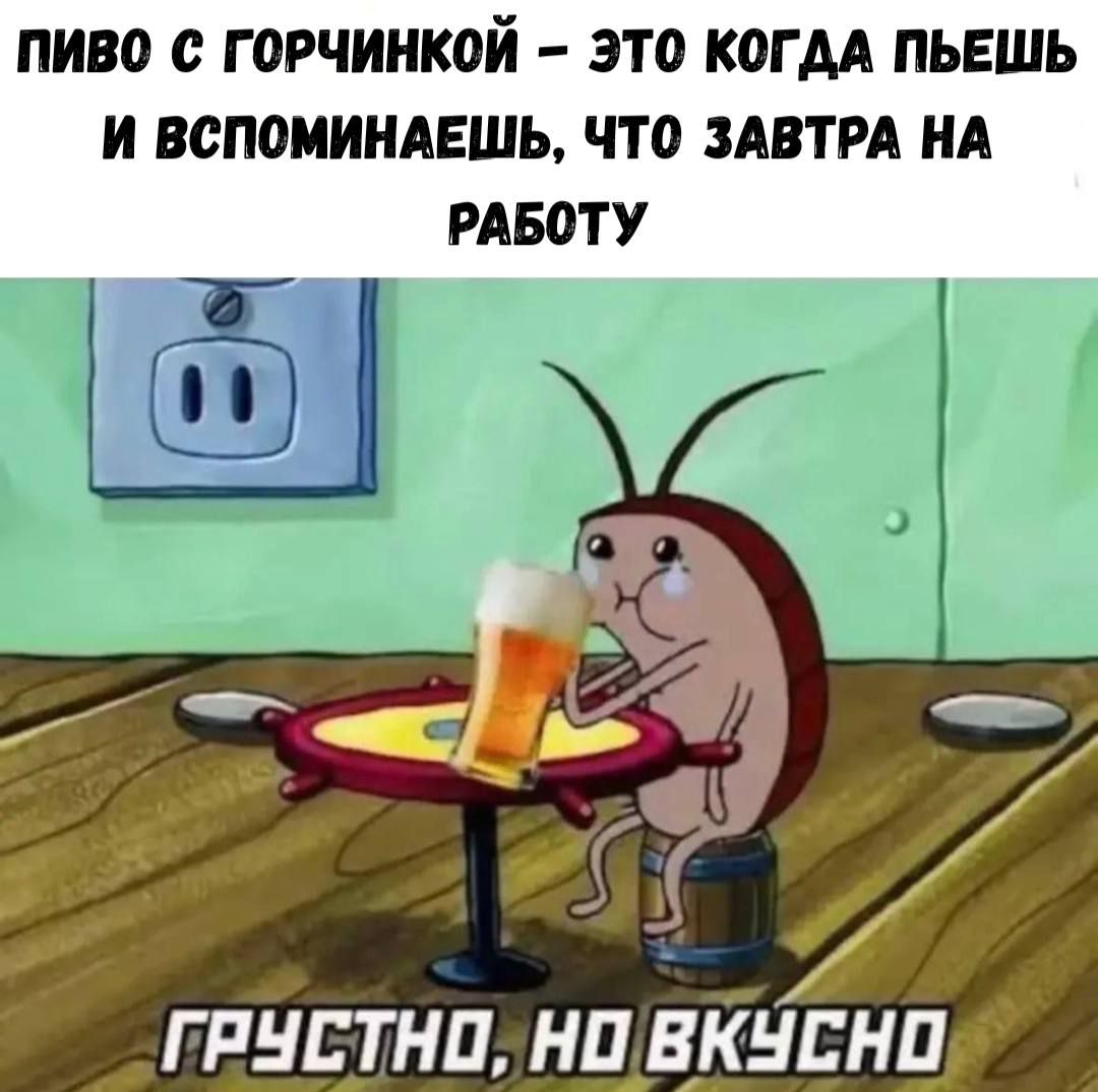 ПИВО С ГОРЧИНКОЙ – ЭТО КОГДА ПЬЁШЬ И ВСПОМИНАЕШЬ, ЧТО ЗАВТРА НА РАБОТУ
ГРУСТНО, НО ВКУСНО