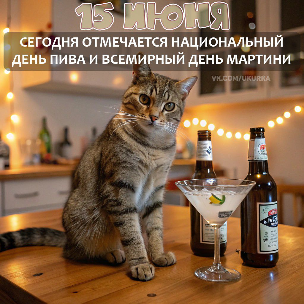 15 ИЮНЯ СЕГОДНЯ ОТМЕЧАЕТСЯ НАЦИОНАЛЬНЫЙ ДЕНЬ ПИВА И ВСЕМИРНЫЙ ДЕНЬ МАРТИНИ