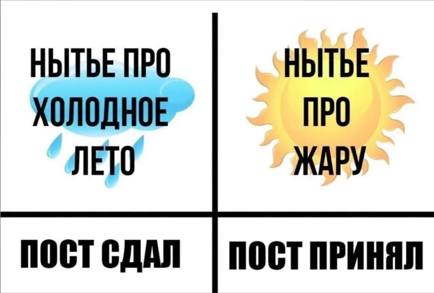 НЫТЬЕ ПРО ХОЛОДНОЕ ЛЕТО

Пост сдал

НЫТЬЕ ПРО ЖАРУ

Пост принял