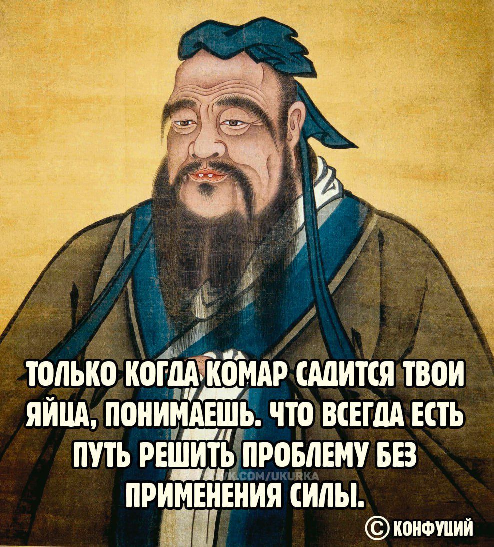 только когда комар садится твои яйца, понимаешь. Что всегда есть путь решить проблему без применения силы.