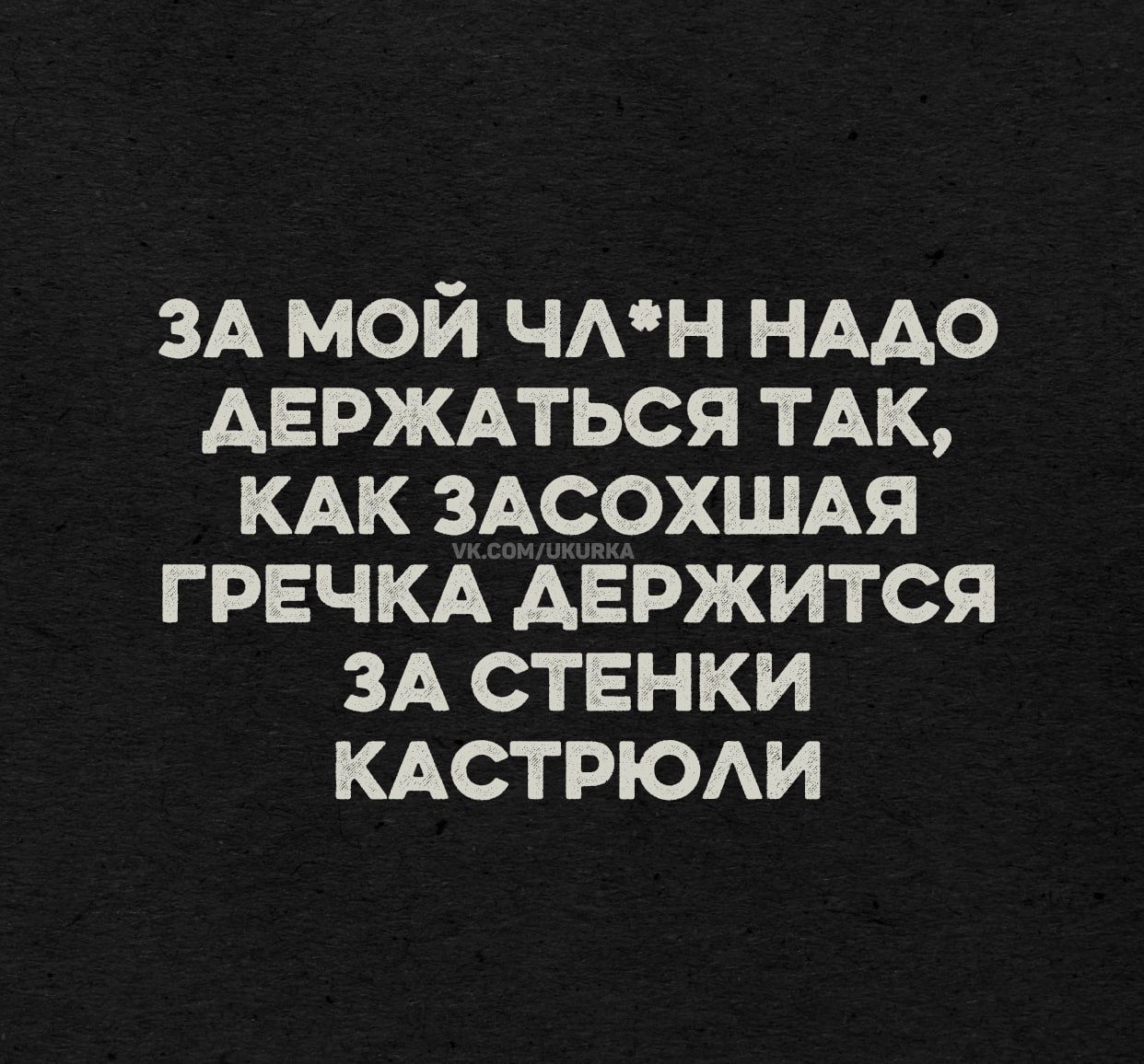 ЗА МОЙ ЧЛ*Н НАДО ДЕРЖАТЬСЯ ТАК, КАК ЗАСОХШАЯ ГРЕЧКА ДЕРЖИТСЯ ЗА СТЕНКИ КАСТРЮЛИ