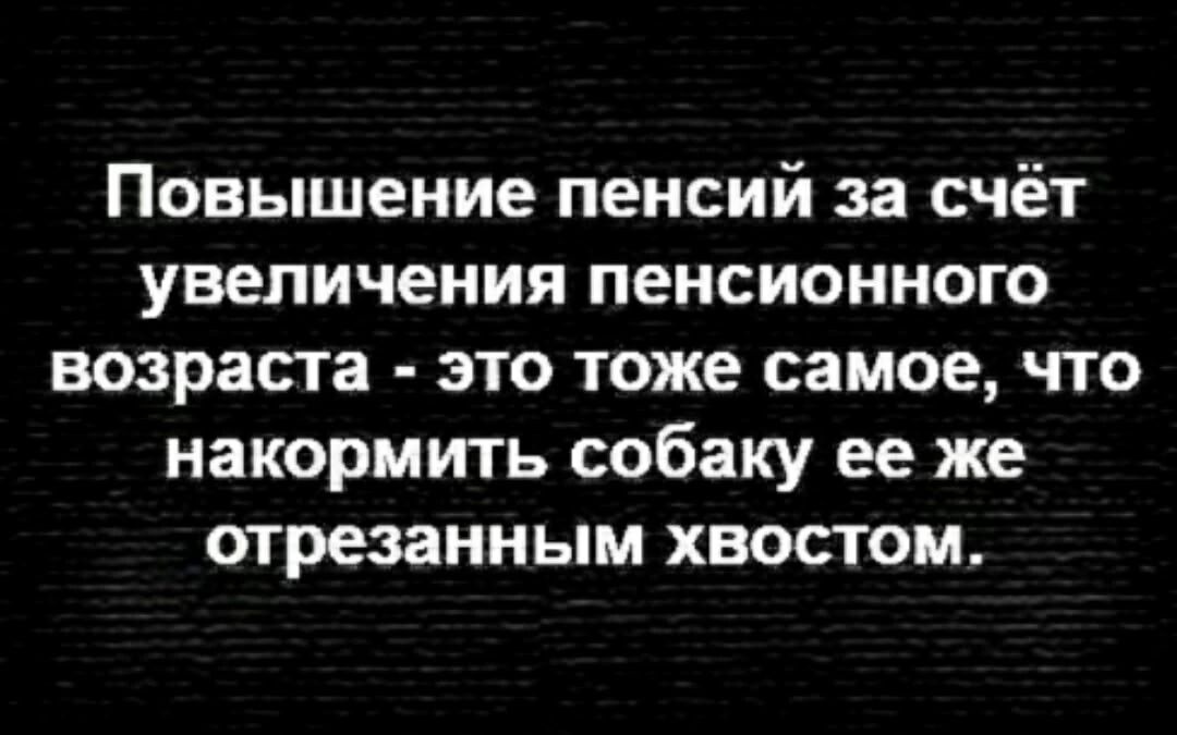 Повышение пенсий за счёт увеличения пенсионного возраста - это тоже самое, что накормить собаку её же отрезанным хвостом.