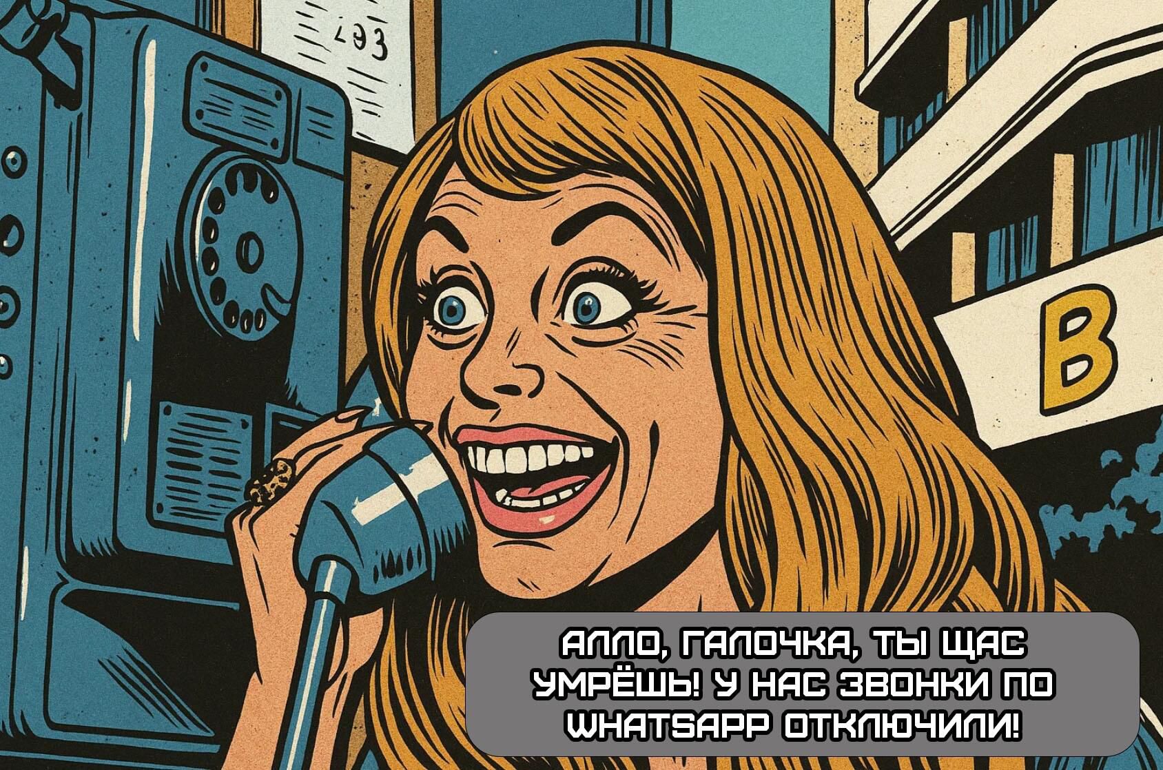 Алло, Галочка, ты щас умрёшь! У нас звонки по WhatsApp отключены!