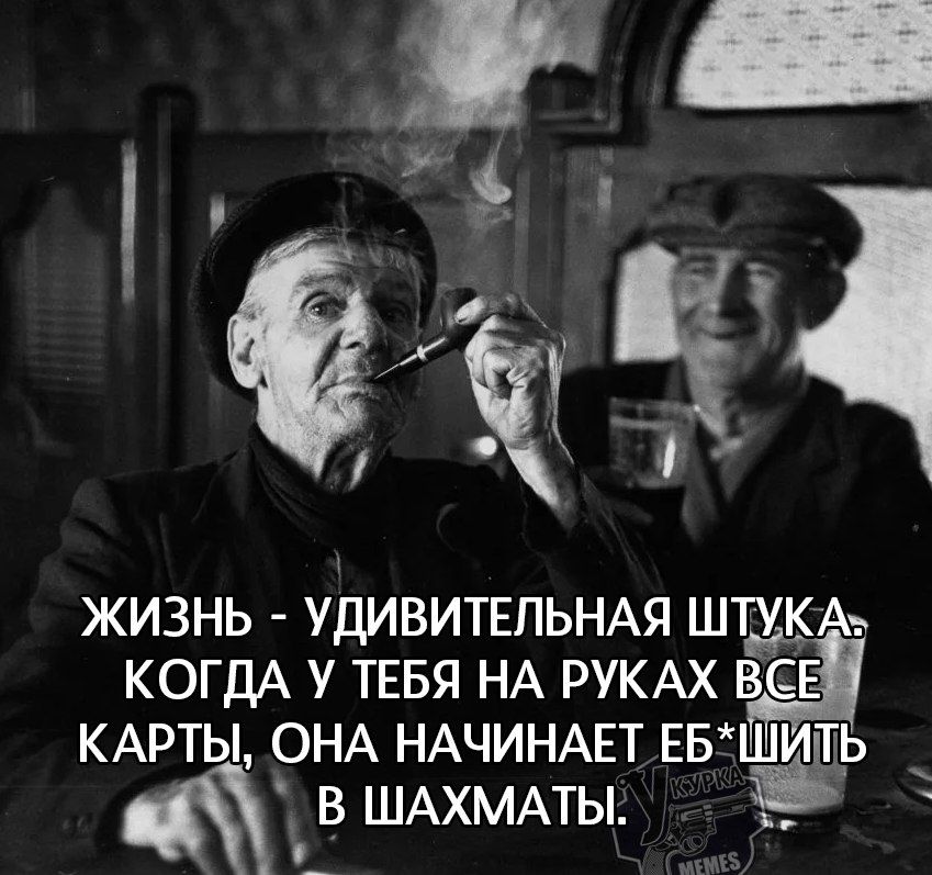 ЖИЗНЬ - УДИВИТЕЛЬНАЯ ШТУКА. КОГДА У ТЕБЯ НА РУКАХ ВСЕ КАРТЫ, ОНА НАЧИНАЕТ ЕБ*ШИТЬ В ШАХМАТЫ!