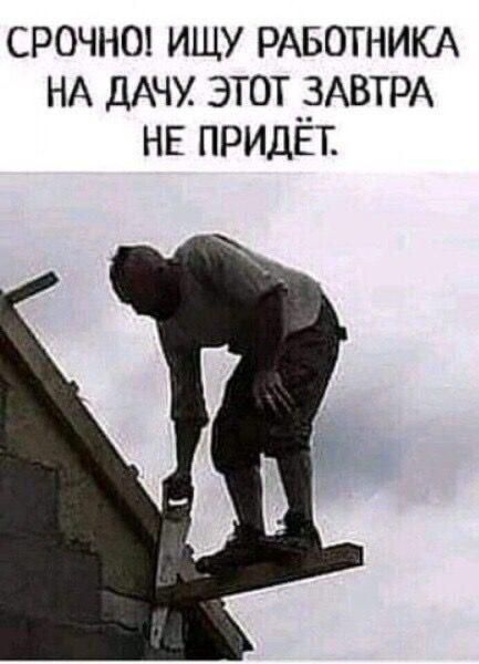 СРАРЧНО! ИЩУ РАБОТНИКА НА ДАЧУ. ЭТОТ ЗАВТРА НЕ ПРИДЁТ.
