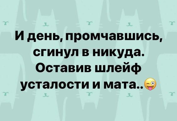 И день, промчавшись, сгинула в никуда. Оставив шлейф усталости и мата..
