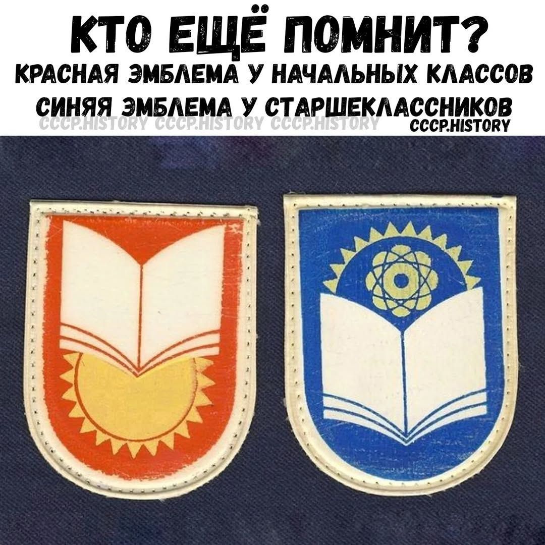 КТО ЕЩЁ ПОМНИТ? КРАСНАЯ ЭМБЛЕМА У НАЧАЛЬНЫХ КЛАССОВ СИНЯЯ ЭМБЛЕМА У СТАРШЕКЛАССНИКОВ