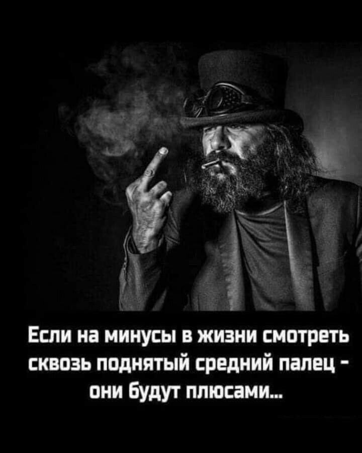 Если на минусы в жизни смотреть сквозь поднятый средний палец - они будут плюсами...