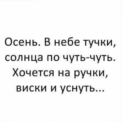 Осень. В небе тучки, солнца по чуть-чуть. Хочется на ручки, виски и уснуть...
