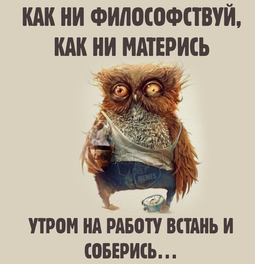 КАК НИ ФИЛОСОФСТВУЙ, КАК НИ МАТЕРИСЬ УТРОМ НА РАБОТУ ВСТАНЬ И СОБЕРИСЬ...