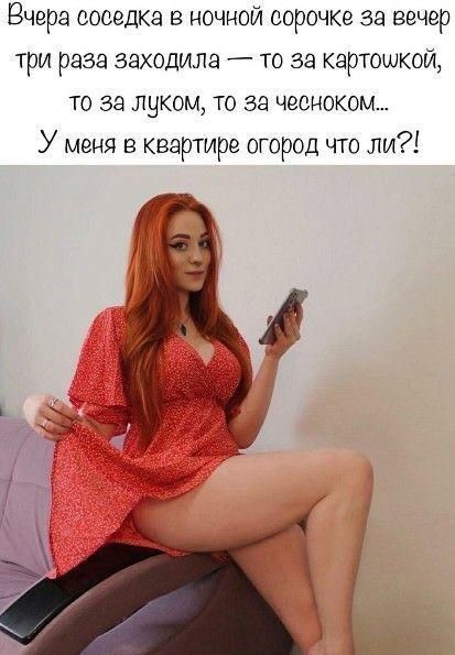 Вчера соседка в ночной сорочке за вечер три раза заходила — то за картошкой, то за луком, то за чесноком... У меня в квартире огород что ли?!