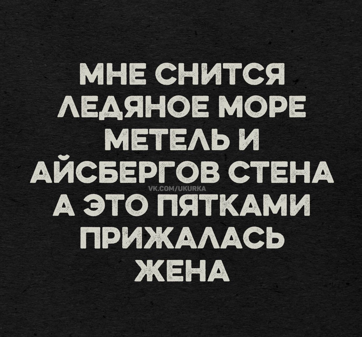 МНЕ СНИТСЯ ЛЕДЯНОЕ МОРЕ МЕТЕЛЬ И АЙСБЕРГОВ СТЕНА А ЭТО ПЯТКАМИ ПРИЖАЛАСЬ ЖЕНА