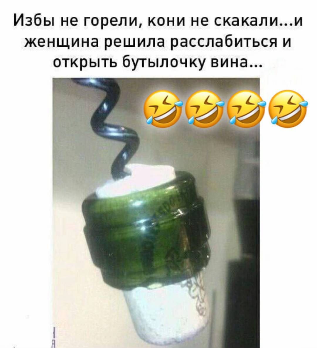 Избы не горели, конi не скакали...и женщина решила расслабиться и открыть бутылочку вина...