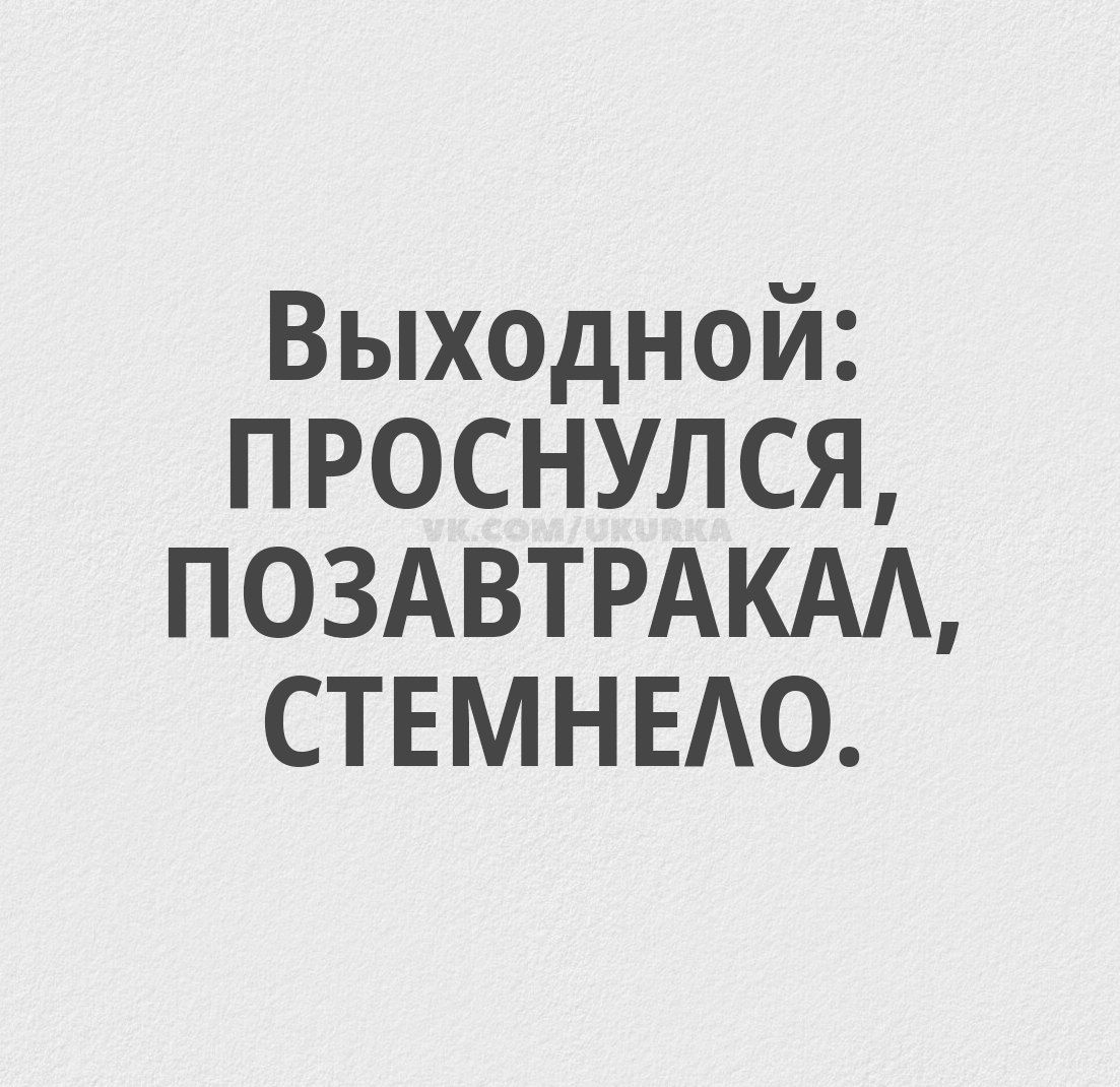Выходной: проснулся, позавтракал, стемнело.
