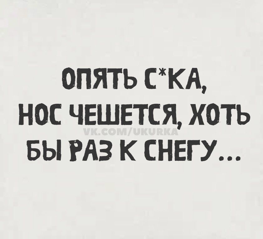 ОПЯТЬ С*КА, НОС ЧЕШЕТСЯ, ХОТЬ БЫ РАЗ К СНЕГУ...
