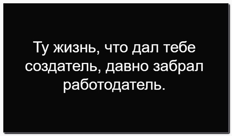 Ту жизнь, что дал тебе создатель, давно забрал работодатель.