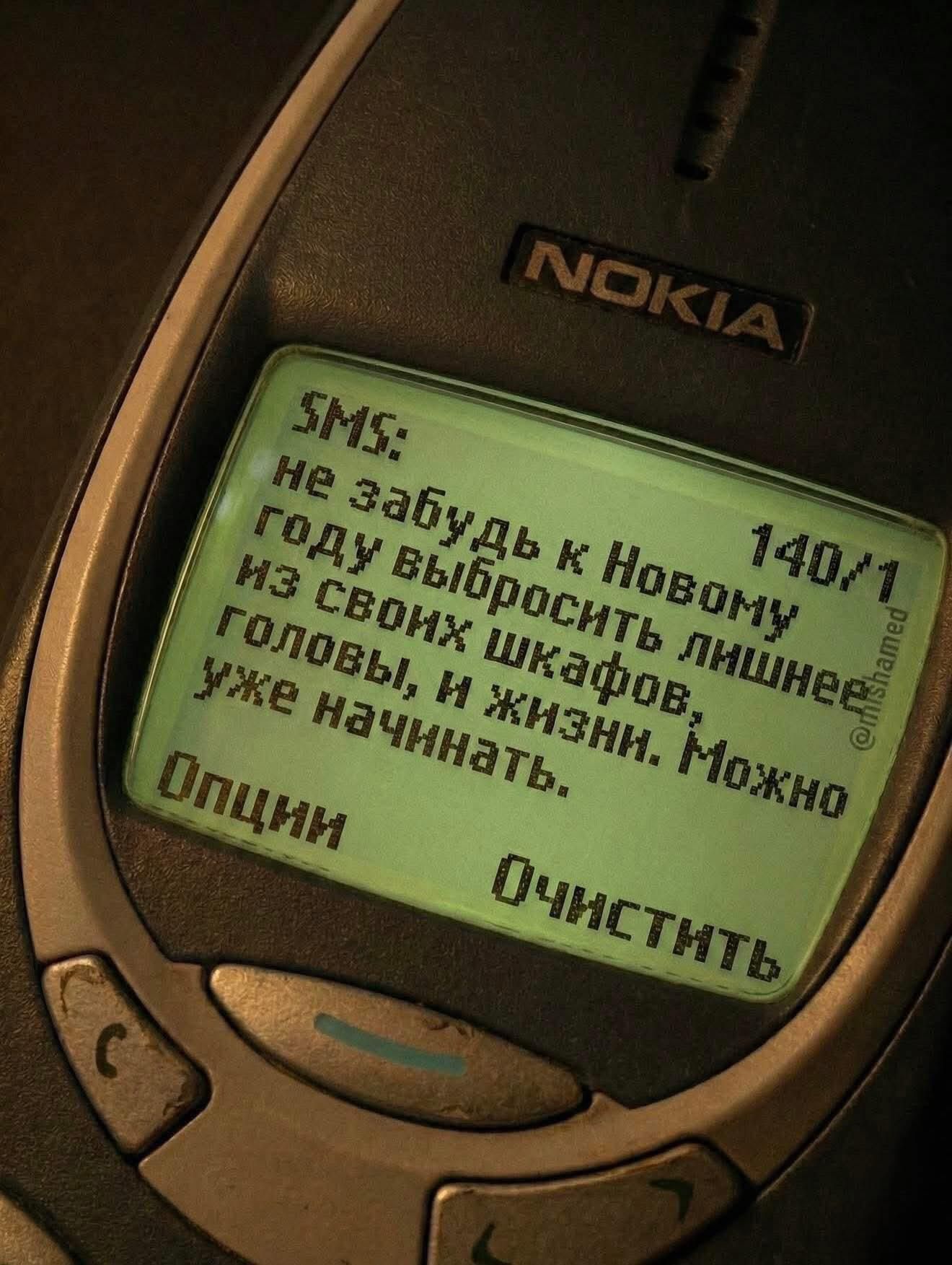 SMS: Не забудь к Новому году выбросить лишнее из своих шкафов. Можно головы, и жизни. Уже начинать. Опции Очистить