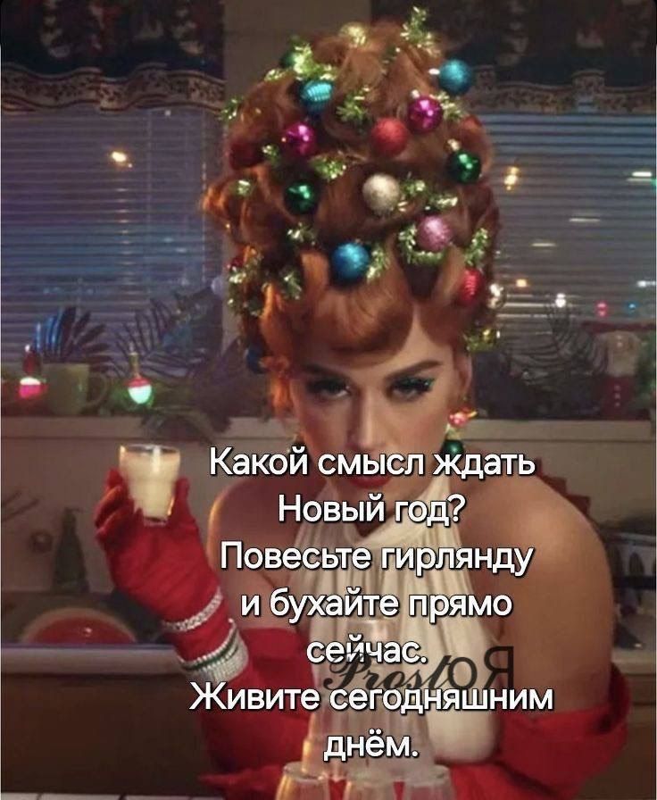 Какой смысл ждать Новый год? Повесьте гирлянду и бухайте прямо сейчас. Живите сегодняшним днём.