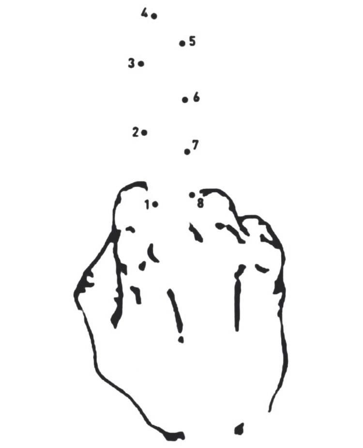 Рисунок ладони с цифрами над ней