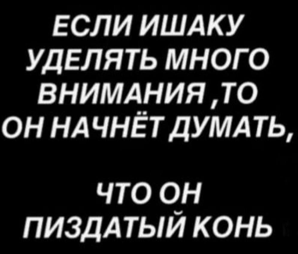 Если ишаку уделять много внимания, то он начнет думать, что он пиздатый конь