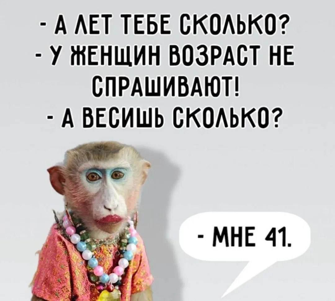 - А ЛЕТ ТЕБЕ СКОЛЬКО? - У ЖЕНЩИН ВОЗРАСТ НЕ СПРАШИВАЮТ! - А ВЕСИШЬ СКОЛЬКО? - МНЕ 41.
