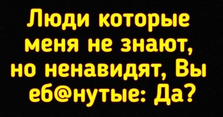 Люди которые меня не знают, но ненавидят, Вы еб@нутые: Да?