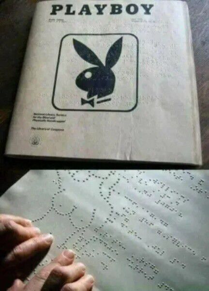 PLAYBOY National Library Service for the Blind and Physically Handicapped The Library of Congress. Hands reading Braille text that forms an image of a female figure.