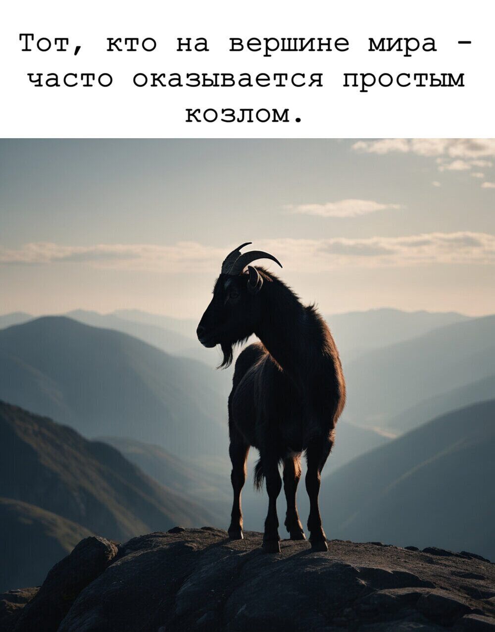 Тот, кто на вершине мира - часто оказывается простым козлом.