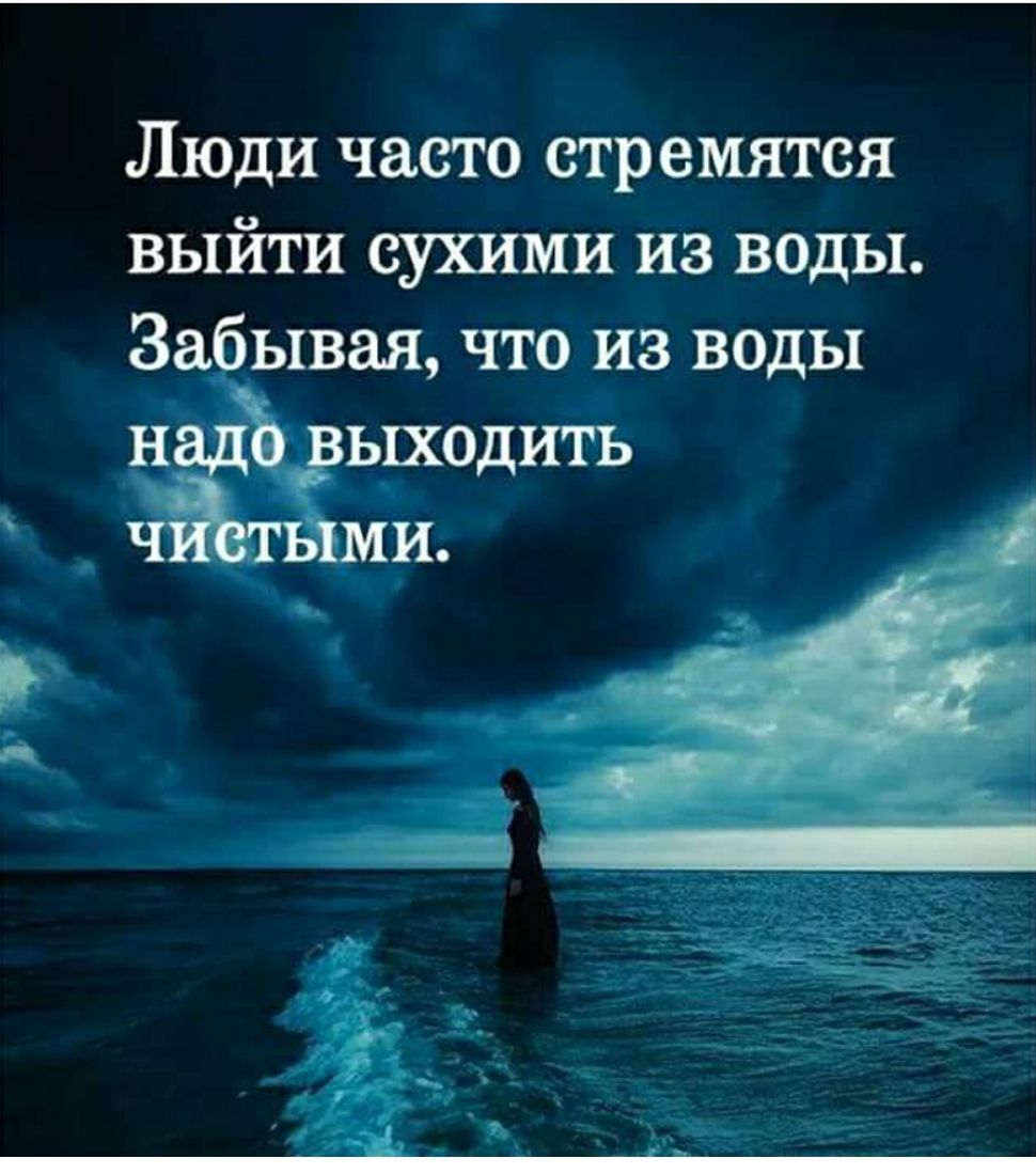 Люди часто стремятся выйти сухими из воды Заывая что из воды