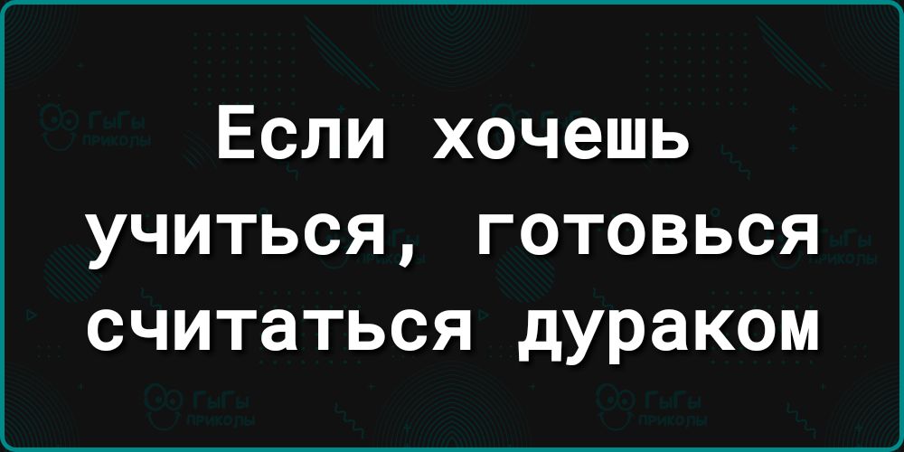 Если хочешь учиться готовься считаться дураком