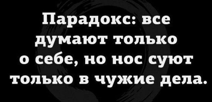 Парадокс все думают только о себе но нос суют только в чужие дела