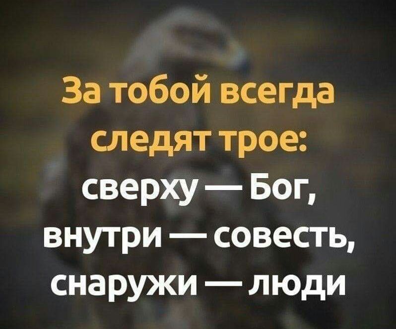 За тобой всегда следят трое сверху Бог внутри совесть снаружи люди