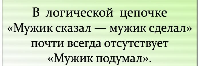 В логической цепочке Мужик сказал мужик сделал почти всегда отсутствует Мужик подумал