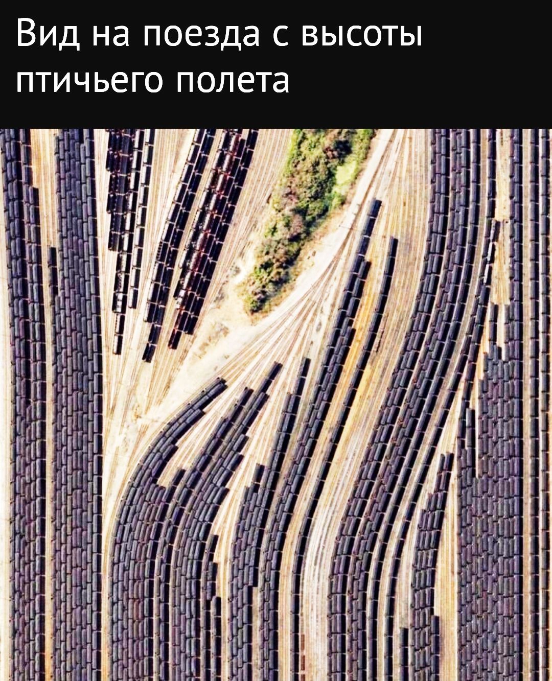 Вид на поезда с высоты птичьего полета