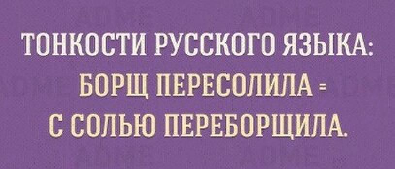 ТОНКОСТИ РУССКОГО ЯЗЫКА БОРЩ ПЕРЕСОЛИПА С СОЛЬЮ ПЕРЕБОРЩИЛА