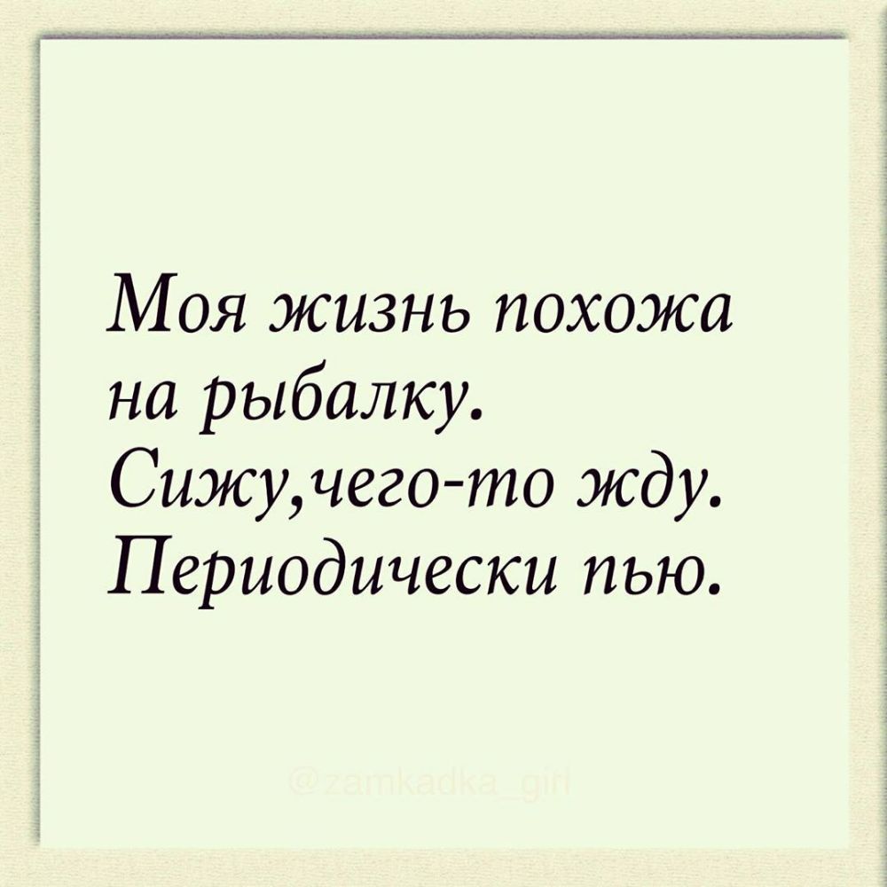 Моя жизнь похожа на рыбалку Сижучего то жду Периодически пью