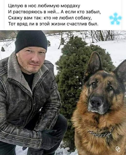 Целую в нос любимую мордаху И растворяюсь в ней А если кто забыл Скажу вам так кто не любил собаку Тот вряд ли в этой жизни счастлив был
