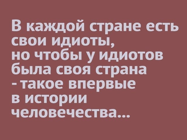 В каждой стране есть свои идиоты но чтобы у идиотов была своя страна такое впервые в истории человечества